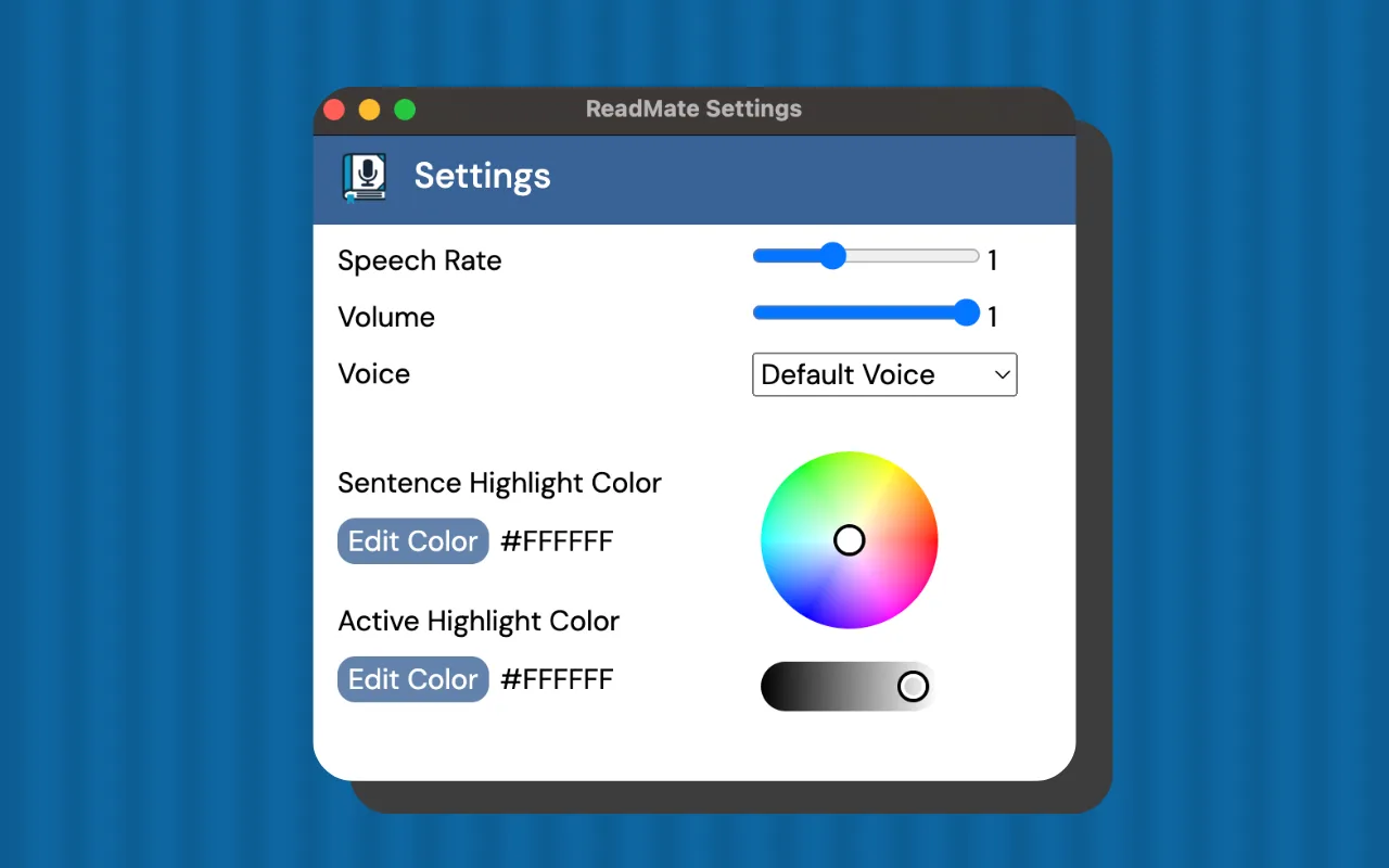 ReadMate settings